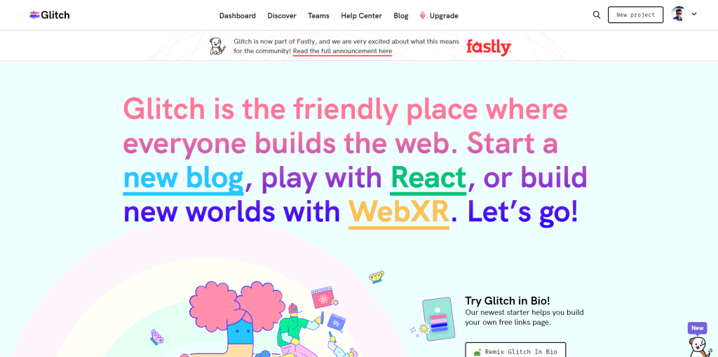 Create web apps in different languages easily using Glitch