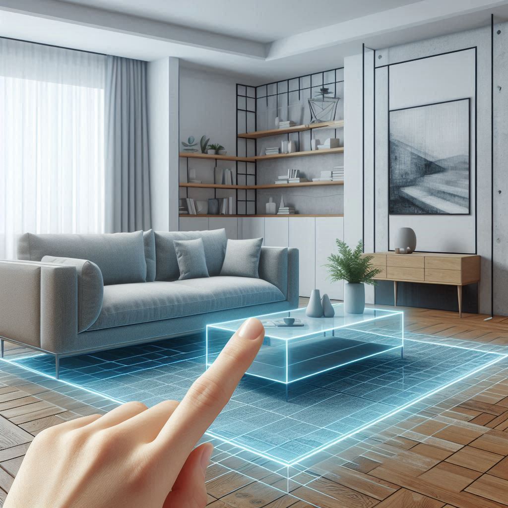 Placing a virtual furniture at home using a smartphone
